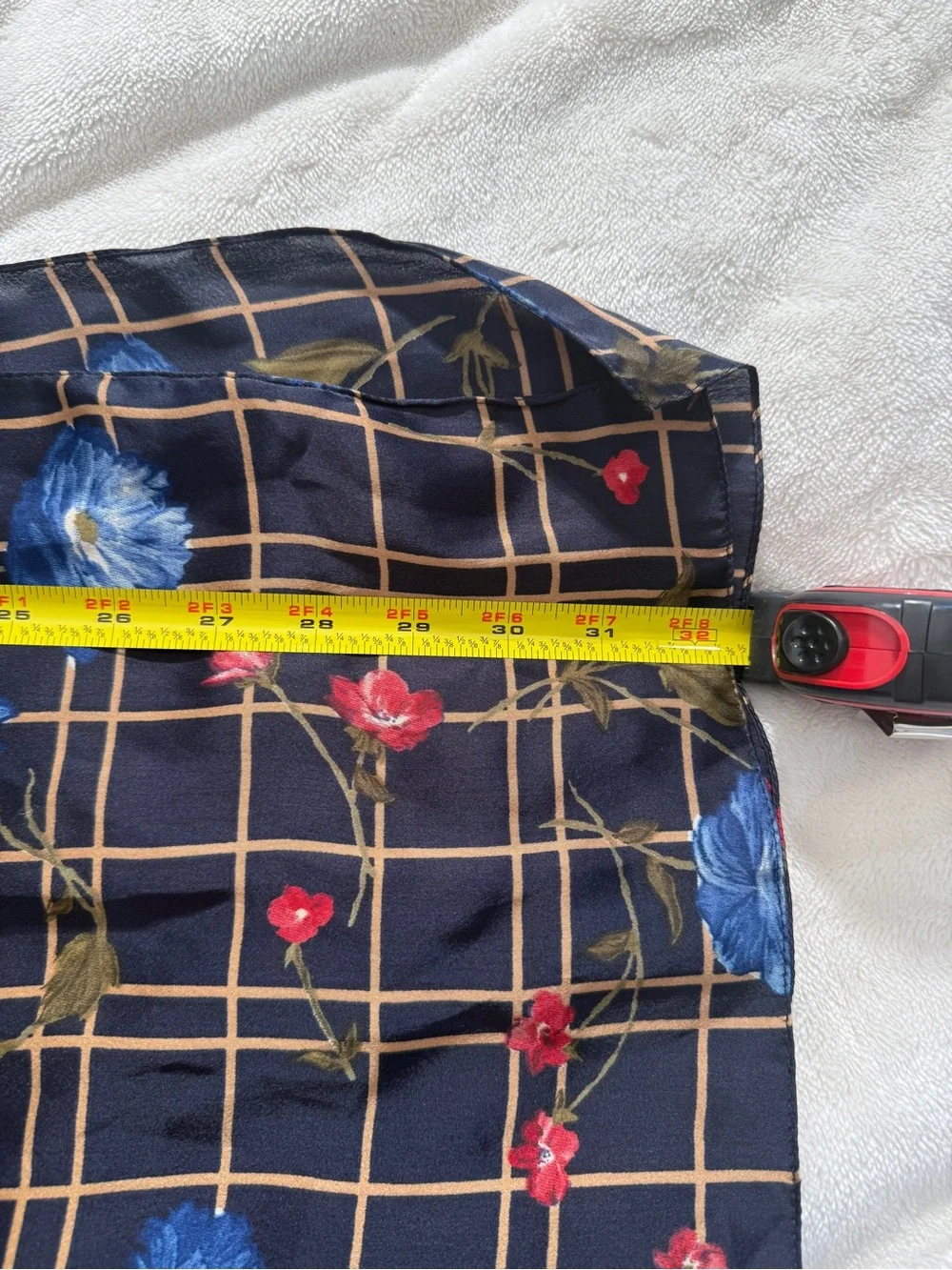 Laura Ashley Vintage Sheer Floral Plaid Scarf Navy Blue  12” x 64”